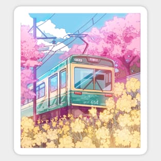 The Japanese spring travel and the cherry blossom Sticker